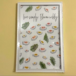 NEW Leafy Floral Live Simply Bloom Wildly Glads White Frame Wall Art